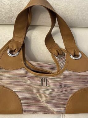Missoni Striped Leather Trim Hobo Shoulder Bag Y2K Boho Luxury
